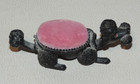 Florenza Pink Pin Cushion Spring Nodder Poodle Figure Rhinestone Eyes  Marked