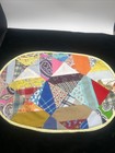 6 Vtg Patchwork Quilted Handmade Reversible Cloth Placemats 19x13    Mini Flowers