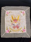 Vintage Wwii Souvenir De France Silk Embroidery Needlework Textile Panel 1212