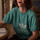 Vintage Adidas Y2k Embroidered Trefoil Raglan Short Sleeve Sweatshirt  Green