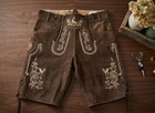Men s Brown Leather Lederhosen Shorts Bavarian Oktoberfest Trachten