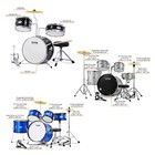 Kids adult Drum Set 3 5-piece 14-22in Full Size Drum Kit With Throne Stand