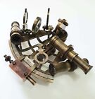 Brass Nautical 5 Inches Sextant With  Maritime Wooden Box Marine Antique