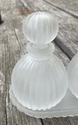 Vintage Art Deco Frosted Glass Vanity Atomizer 4 Piece Set  With Stopper And Lid