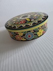 Vintage Daher Embossed Metal Decorative Tin Made In England Bright Florals
