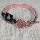 Angel Ranch Western Belt Girls Sz 26 Tooled Floral Bucklace Heart Pink