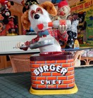 1950 s Burger Chef With Box   Battery Operated  Japan    Working  Video   Nos