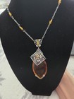 Antique Art Deco Czech Glass Amber Topaz Necklace 1920   s To 1930   s