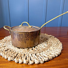 Vintage Copperbull Saucepan With Lid Hammered Copper Brass 6 5  Turkey