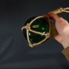 Green Handblown Glass Ball Buoy Rope Wrapped Fishing Float Nautical Decor