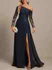 One Shoulder Chiffon Lace Mother Of The Bride Dresses Evening Party Gowns