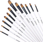 Filbert Paint Brushes Set  12 Pcs Artist Brush For Acrylic Oil Watercolor Gou   