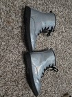 Adrienne Vittadini Girls Bambini Silver Lace Up Combat Boots Size 3