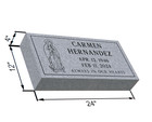 24x12x4 Gray Granite Flat Grave Marker     Personalized Headstone With Virgin Mary