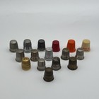 Vintage Sewing Thimbles Lot 16 Mixed Metal  Plastic   Sizes Quilting Tools Craft