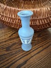 Vintage 1970 s Avon Wedgewood Blue   White Greek Mini Bud Vase Jasperware 6 