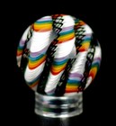 Bryan Trillas Glass Marble filigree Cane white Rainbow With Black 1 1-1 2inch