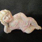 Antique German Bisque Doll Miniature Laying Down Chubby Beauty Bathing Beauty