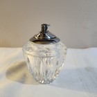 Vintage Glass Crystal Table Lighter No Fluid Silvertone Metal Top