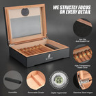 Xifei Cigar Humidor  Glass Top Carbon Fiber Texture With Digital Hygrometer  Inc
