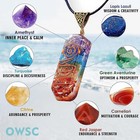 7 Chakra Energy Stone Pendant Necklace Healing Crystal Necklace Reiki Gift