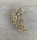 Gorgeous Vintage Rhinestone Enamel Swan Bird Brooch Pin