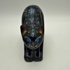 Vintage Black Cats Lacquer Wood Figures Hand-painted Thailand Folk Art