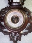 Antique Black Forest Barometer   Thermometer Carved Wood - c34