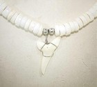 Medium Hawaiian Niho Mano Mako Shark Tooth White Cone Puka Shell Necklace  1