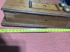 Antique Oak Wood Box Wall  Telephone  Box With Bells 26 L 9w 5 3 4 Deep