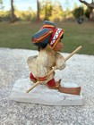 Vintage Henning Folk Art Wood Carving Skier Hand Carved In Norway Figurine