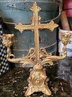 Antique Holy Water Font Bronze Schulpted Gilt Exceptional Detail 11   8 