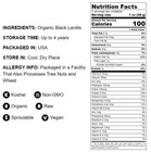 Organic Black Lentils - Non-gmo   Kosher  Raw  Vegan - By Food To Live