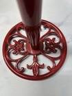 Red Cast Iron Paper Towel Holder Fleur De Lis Topper Counter Top 14 5   