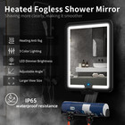 Fogless Shower Mirror Heated Led 3 Color Light Shaving Mirror W Razor Holder