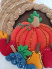 Vintage Handmade Bucilla Felt Sequin Wall Hanging Autumn Thanksgiving Cornucopia