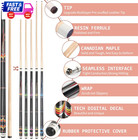 58  Pool Cue Stick Set 18   21oz Canadian Maple Billiard Cues Multiple Colors Adul