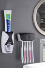 Automatic Toothpaste Dispenser Squeezer 5 Toothbrush Holder Set Wall Mount Stand