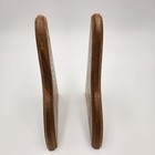 Set Of 2 Vtg Wood Shelf Brackets Corbel Satin Gloss Oak Mcm Wave Pair Cottage