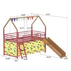 Metal Junior House Twin Loft Bed W Slide And Curtain Set