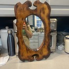 Antique   Vintage Wooden Oak Wall Mirror  Entry Away Decor 19   x11   