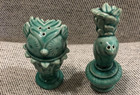 Anthropologie Salt And Pepper Shakers Green jade Vintage Bird Tropical Theme  