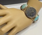 Southwestern Sterling Silver 925 Walking Liberty Coin Turquoise Bracelet