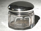 English Sterling Silver   Faceted Glass Vanity Jar  Birmingham Hallmarked