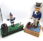 Vintage Cast Iron  trick Dog  And  uncle Sam  Mechanical Bank Reproductions