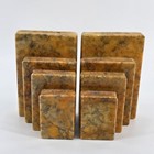 Vintage Italian Alabaster Bookends     Art Deco Style Brown Veined Stone Pair