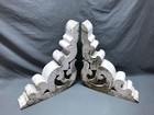 Antique Pair Large Roof Brackets 18x21 Shabby White Vtg Chic Corbels Old 488-24b