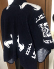 Vtg Inca Llama Navy Blue Poncho Blanket Cape Sweater Peruvian Alpaca Serape