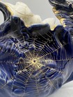 Vintage Antique French Cobalt Blue Porcelain Pitcher With Spiderweb Decoration
