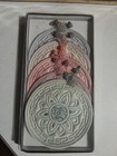 Vintage Set Of 5 Korean Tradional Embroidered Quilted  Lotus Flower Taegeuk   